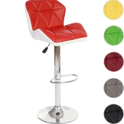 PROREGAL Barhocker mit Lehne Sitzhöhe 62-83cm höhenverstellbar Kunstleder Rot Barstuhl Tresenhocker