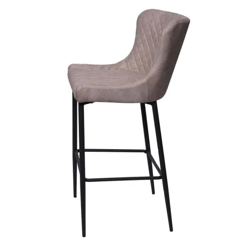 PROREGAL Barhocker mit Lehne Sitzhöhe 75cm Vintage Metall Fußablage Stoff/Textil Grau Barstuhl Tresenhocker