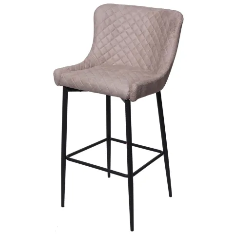 PROREGAL Barhocker mit Lehne Sitzhöhe 75cm Vintage Metall Fußablage Stoff/Textil Grau Barstuhl Tresenhocker