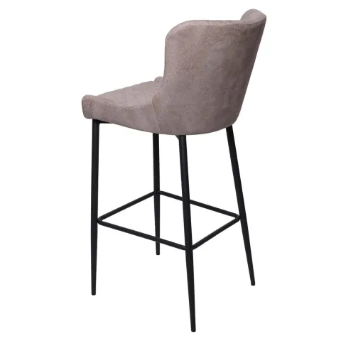 PROREGAL Barhocker mit Lehne Sitzhöhe 75cm Vintage Metall Fußablage Stoff/Textil Grau Barstuhl Tresenhocker