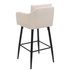 PROREGAL Barhocker mit Lehne Sitzhöhe 74cm Fußablage Metall Kunstleder Creme-Beige Barstuhl Tresenhocker
