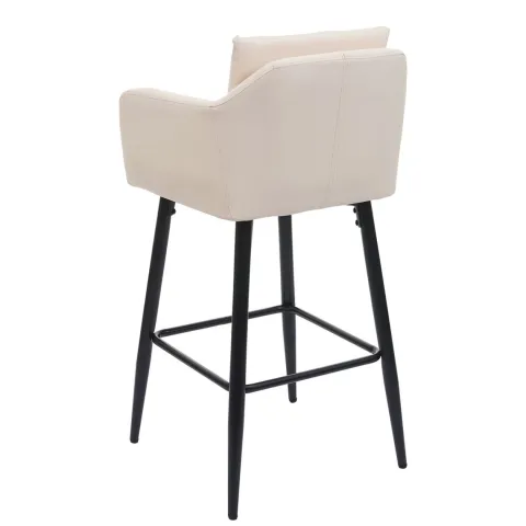 PROREGAL Barhocker mit Lehne Sitzhöhe 74cm Fußablage Metall Kunstleder Creme-Beige Barstuhl Tresenhocker
