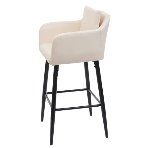 PROREGAL Barhocker mit Lehne Sitzhöhe 74cm Fußablage Metall Kunstleder Creme-Beige Barstuhl Tresenhocker