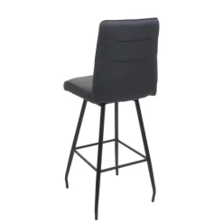 PROREGAL Barhocker mit Lehne Sitzhöhe 75cm Fußablage Stahl Stoff/Textil Dunkelgrau Barstuhl Tresenhocker