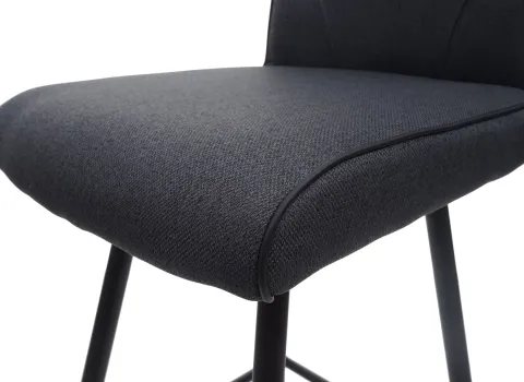PROREGAL Barhocker mit Lehne Sitzhöhe 75cm Fußablage Stahl Stoff/Textil Dunkelgrau Barstuhl Tresenhocker