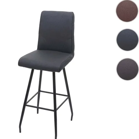 PROREGAL Barhocker mit Lehne Sitzhöhe 75cm Fußablage Stahl Stoff/Textil Dunkelgrau Barstuhl Tresenhocker