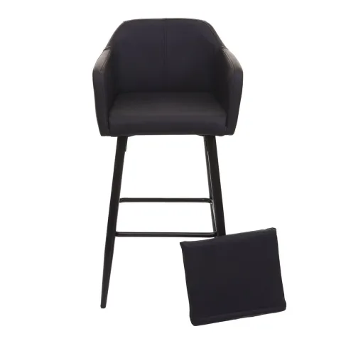 PROREGAL Barhocker mit Lehne Sitzhöhe 74cm Fußablage Metall Kunstleder Schwarz Barstuhl Tresenhocker
