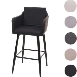 PROREGAL Barhocker mit Lehne Sitzhöhe 74cm Fußablage Metall Kunstleder Schwarz Barstuhl Tresenhocker