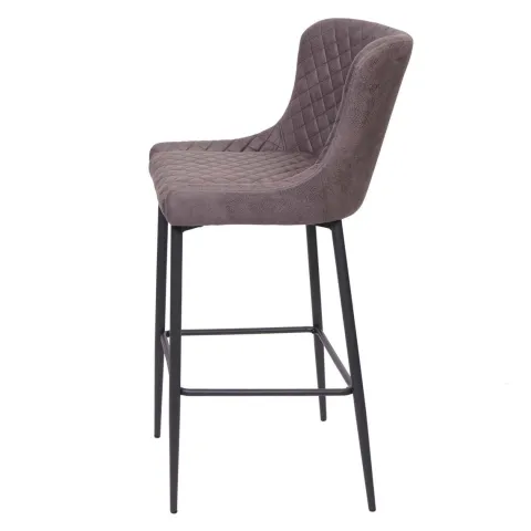 PROREGAL Barhocker mit Lehne Sitzhöhe 75cm Vintage Metall Fußablage Stoff/Textil Dunkelgrau Barstuhl Tresenhocker
