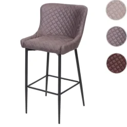 PROREGAL Barhocker mit Lehne Sitzhöhe 75cm Vintage Metall Fußablage Stoff/Textil Dunkelgrau Barstuhl Tresenhocker