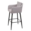 PROREGAL Barhocker mit Lehne Sitzhöhe 74cm Fußablage Metall Stoff/Textil Hellgrau Barstuhl Tresenhocker
