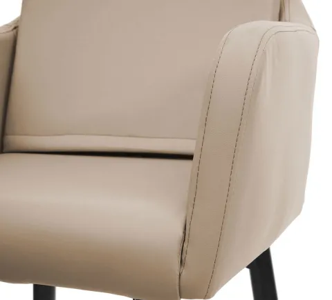PROREGAL Barhocker mit Lehne Sitzhöhe 74cm Fußablage Metall Kunstleder Taupe-beige Barstuhl Tresenhocker