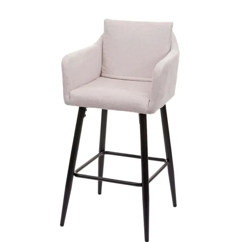 PROREGAL Barhocker mit Lehne Sitzhöhe 74cm Fußablage Metall Stoff/Textil Creme-Beige Barstuhl Tresenhocker