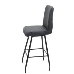 PROREGAL Barhocker mit Lehne Sitzhöhe 75cm drehbar Auto-Position Fußablage Stahl Stoff/Textil Dunkelgrau Barstuhl Tresenhocker