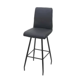 PROREGAL Barhocker mit Lehne Sitzhöhe 75cm drehbar Auto-Position Fußablage Stahl Stoff/Textil Dunkelgrau Barstuhl Tresenhocker