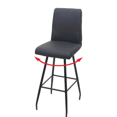 PROREGAL Barhocker mit Lehne Sitzhöhe 75cm drehbar Auto-Position Fußablage Stahl Stoff/Textil Dunkelgrau Barstuhl Tresenhocker