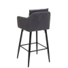 PROREGAL Barhocker mit Lehne Sitzhöhe 74cm Fußablage Metall Stoff/Textil Dunkelgrau Barstuhl Tresenhocker