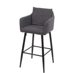 PROREGAL Barhocker mit Lehne Sitzhöhe 74cm Fußablage Metall Stoff/Textil Dunkelgrau Barstuhl Tresenhocker