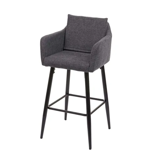 PROREGAL Barhocker mit Lehne Sitzhöhe 74cm Fußablage Metall Stoff/Textil Dunkelgrau Barstuhl Tresenhocker