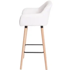 PROREGAL Barhocker Oslo mit Lehne Sitzhöhe 79cm Kunstleder Weiß Barstuhl Tresenhocker