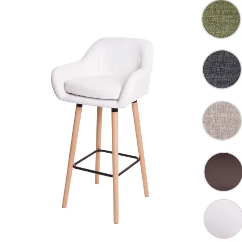 PROREGAL Barhocker Oslo mit Lehne Sitzhöhe 79cm Kunstleder Weiß Barstuhl Tresenhocker
