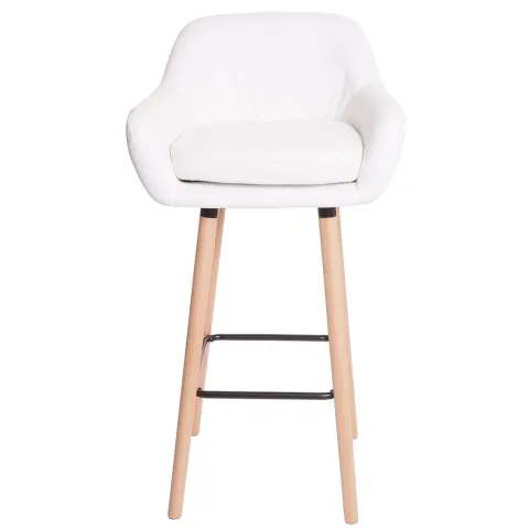 PROREGAL Barhocker Oslo mit Lehne Sitzhöhe 79cm Kunstleder Weiß Barstuhl Tresenhocker