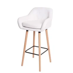 PROREGAL Barhocker Oslo mit Lehne Sitzhöhe 79cm Kunstleder Weiß Barstuhl Tresenhocker