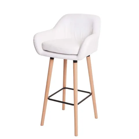 PROREGAL Barhocker Oslo mit Lehne Sitzhöhe 79cm Kunstleder Weiß Barstuhl Tresenhocker