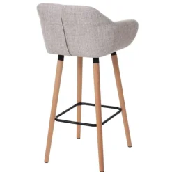 PROREGAL Barhocker Oslo mit Lehne Sitzhöhe 79cm Textil Creme Grau Barstuhl Tresenhocker