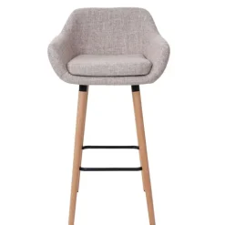 PROREGAL Barhocker Oslo mit Lehne Sitzhöhe 79cm Textil Creme Grau Barstuhl Tresenhocker