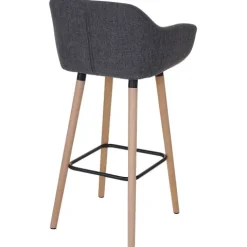 PROREGAL Barhocker Oslo mit Lehne Sitzhöhe 79cm Textil Grau Barstuhl Tresenhocker