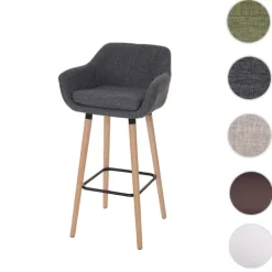 PROREGAL Barhocker Oslo mit Lehne Sitzhöhe 79cm Textil Grau Barstuhl Tresenhocker