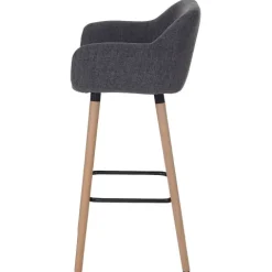PROREGAL Barhocker Oslo mit Lehne Sitzhöhe 79cm Textil Grau Barstuhl Tresenhocker