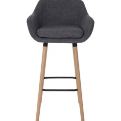 PROREGAL Barhocker Oslo mit Lehne Sitzhöhe 79cm Textil Grau Barstuhl Tresenhocker