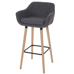 PROREGAL Barhocker Oslo mit Lehne Sitzhöhe 79cm Textil Grau Barstuhl Tresenhocker