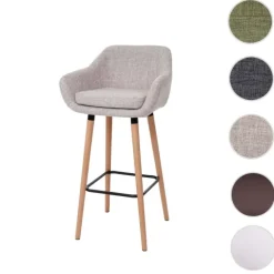 PROREGAL Barhocker Oslo mit Lehne Sitzhöhe 79cm Textil Dunkelgrau Barstuhl Tresenhocker