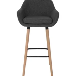 PROREGAL Barhocker Oslo mit Lehne Sitzhöhe 79cm Textil Dunkelgrau Barstuhl Tresenhocker