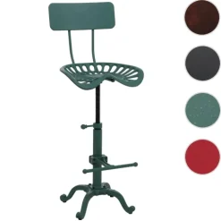 PROREGAL Barhocker Sitzhöhe 50-64cm höhenverstellbar drehbar Fußablage Industrial Metall Grün Barstuhl Tresenhocker