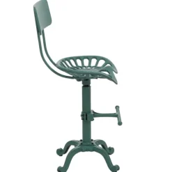 PROREGAL Barhocker Sitzhöhe 50-64cm höhenverstellbar drehbar Fußablage Industrial Metall Grün Barstuhl Tresenhocker