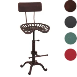 PROREGAL Barhocker Sitzhöhe 50-64cm höhenverstellbar drehbar Fußablage Industrial Metall Grün Barstuhl Tresenhocker