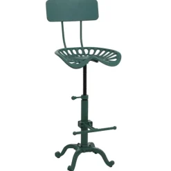 PROREGAL Barhocker Sitzhöhe 50-64cm höhenverstellbar drehbar Fußablage Industrial Metall Grün Barstuhl Tresenhocker