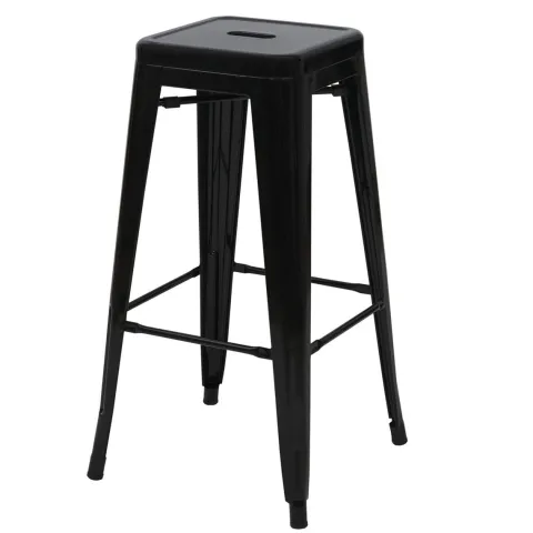 PROREGAL Barhocker Sitzhöhe 77cm Metall Industriedesign stapelbar Schwarz Barstuhl Tresenhocker
