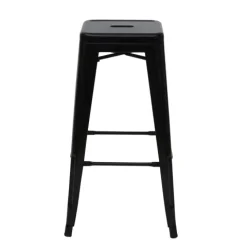 PROREGAL Barhocker Sitzhöhe 77cm Metall Industriedesign stapelbar Schwarz Barstuhl Tresenhocker