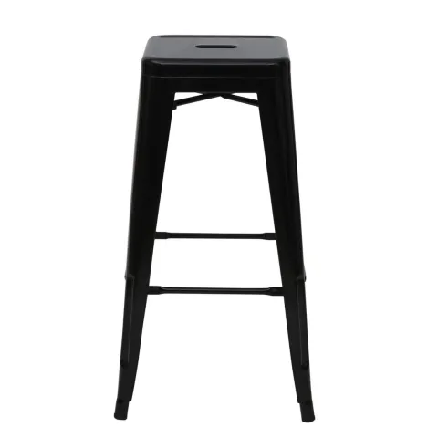 PROREGAL Barhocker Sitzhöhe 77cm Metall Industriedesign stapelbar Schwarz Barstuhl Tresenhocker
