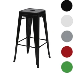 PROREGAL Barhocker Sitzhöhe 77cm Metall Industriedesign stapelbar Schwarz Barstuhl Tresenhocker