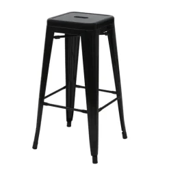 PROREGAL Barhocker Sitzhöhe 77cm Metall Industriedesign stapelbar Schwarz Barstuhl Tresenhocker