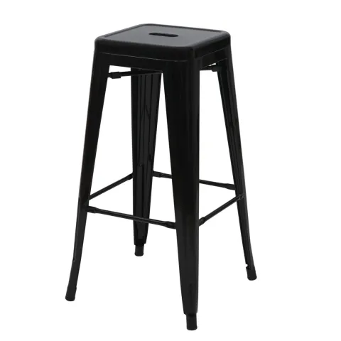 PROREGAL Barhocker Sitzhöhe 77cm Metall Industriedesign stapelbar Schwarz Barstuhl Tresenhocker