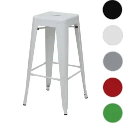 PROREGAL Barhocker Sitzhöhe 77cm Metall Industriedesign stapelbar Weiß Barstuhl Tresenhocker