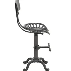 PROREGAL Barhocker Sitzhöhe 50-64cm höhenverstellbar drehbar Fußablage Industrial Metall Schwarz-silber Barstuhl Tresenhocker