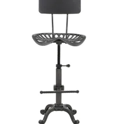 PROREGAL Barhocker Sitzhöhe 50-64cm höhenverstellbar drehbar Fußablage Industrial Metall Schwarz-silber Barstuhl Tresenhocker